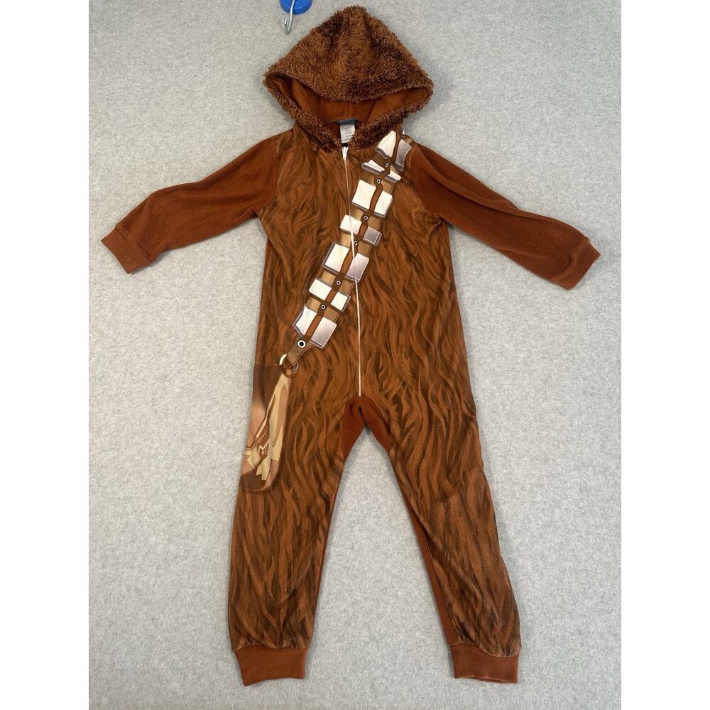 Star Wars Chewbacca Wookie Hooded 1-Piece Pajamas Halloween Costume Kids Size 4
